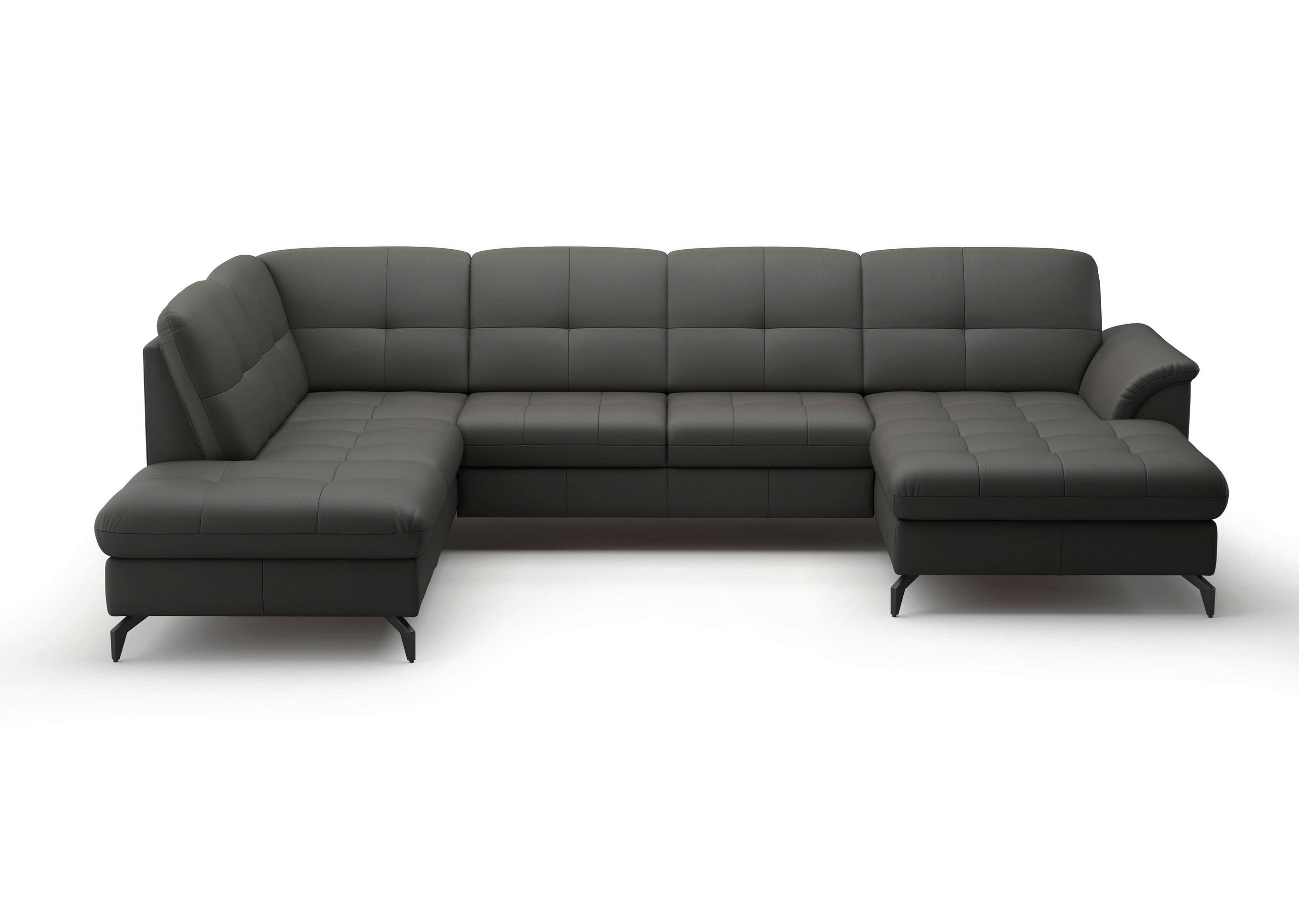 WOHNLANDSCHAFT in Vliesstoff Kombination Echtleder/Stoff Anthrazit  - Anthrazit/Schwarz, MODERN, Leder/Textil (212/319/164cm) - Sit & More