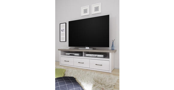 TV-ELEMENT Weiß, Trüffeleichefarben  - Trüffeleichefarben/Graphitfarben, LIFESTYLE, Holzwerkstoff/Metall (148/46/43cm) - Carryhome