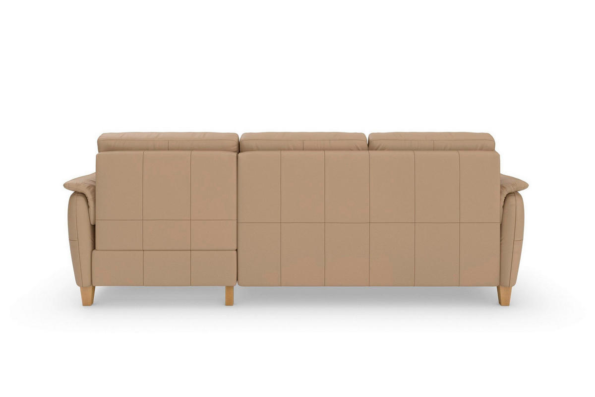 ROHOVÁ SEDAČKA, koža, cappuccino - farba duba/cappuccino, Basics, koža/drevo (244/163cm) - Sit & More