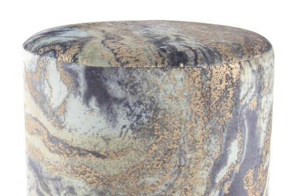 HOCKER in Textil Hellblau  - Goldfarben/Hellblau, Design, Textil/Metall (35/46/35cm) - Kayoom