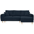 ECKSOFA Dunkelblau Webstoff  - Schwarz/Dunkelblau, KONVENTIONELL, Holz/Textil (250/145cm) - Carryhome