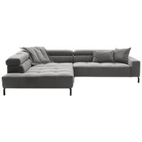 ECKSOFA in Cord Dunkelgrau  219/311 cm  - Dunkelgrau/Schwarz, KONVENTIONELL, Textil/Metall (219/311cm) - Hom`in