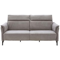 2-SITZER-SOFA in Lederlook Hellgrau  - Hellgrau/Schwarz, Konventionell, Textil/Metall (216/103/92cm) - Dieter Knoll