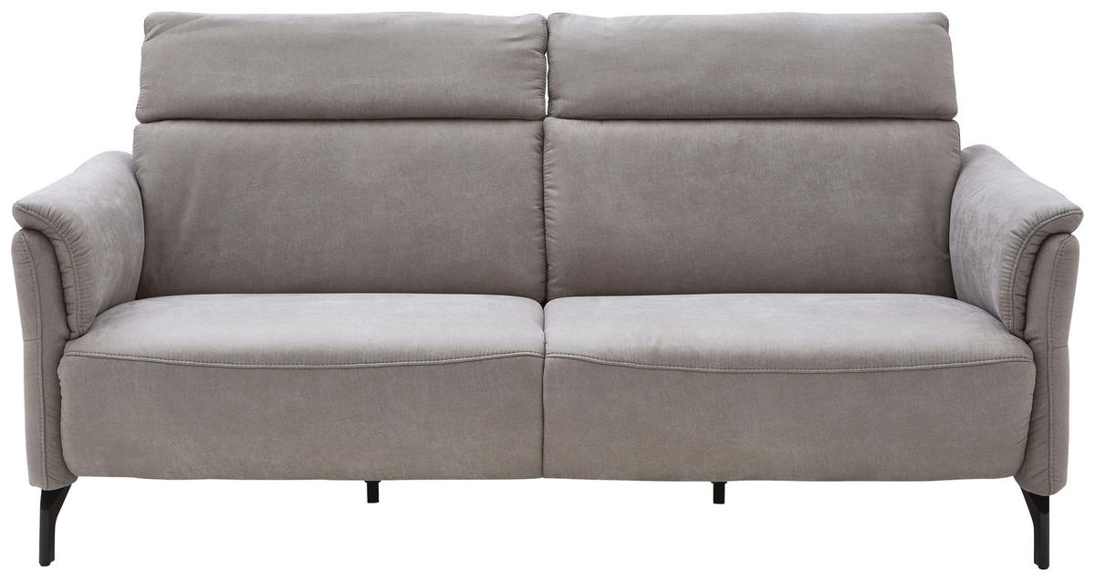 2-SITZER-SOFA in Lederlook Hellgrau  - Hellgrau/Schwarz, Konventionell, Textil/Metall (216/103/92cm) - Dieter Knoll