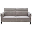 2-SITZER-SOFA in Lederlook Hellgrau  - Hellgrau/Schwarz, KONVENTIONELL, Textil/Metall (216/103/92cm) - Dieter Knoll