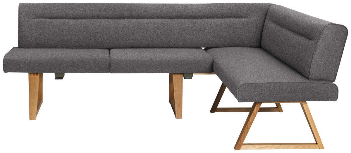 ECKBANK Holz, Textil Grau, Eichefarben  - Eichefarben/Grau, Konventionell, Holz/Textil (230/170cm) - Moderano