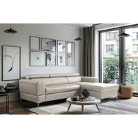 HÖRNSOFFA i läderimitation äkta läder platinafärgad  - platinafärgad/svart, Design, metall/läder (247/173cm) - Livetastic