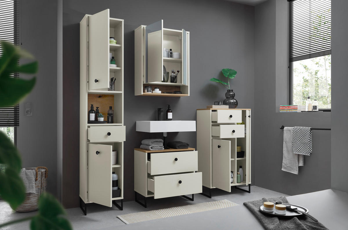 WASCHBECKENUNTERSCHRANK 60/60/35 cm  - Kaschmir/Eichefarben, MODERN, Holzwerkstoff/Kunststoff (60/60/35cm) - MID.YOU