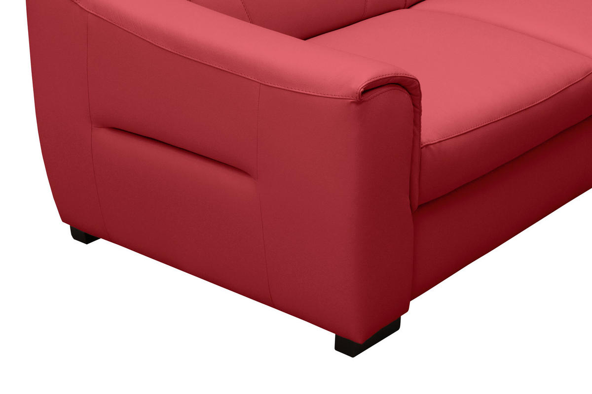 ECKSOFA Lederlook Echtleder Rot  - Wengefarben/Rot, Design, Leder/Holz (260/260cm) - Celina Home