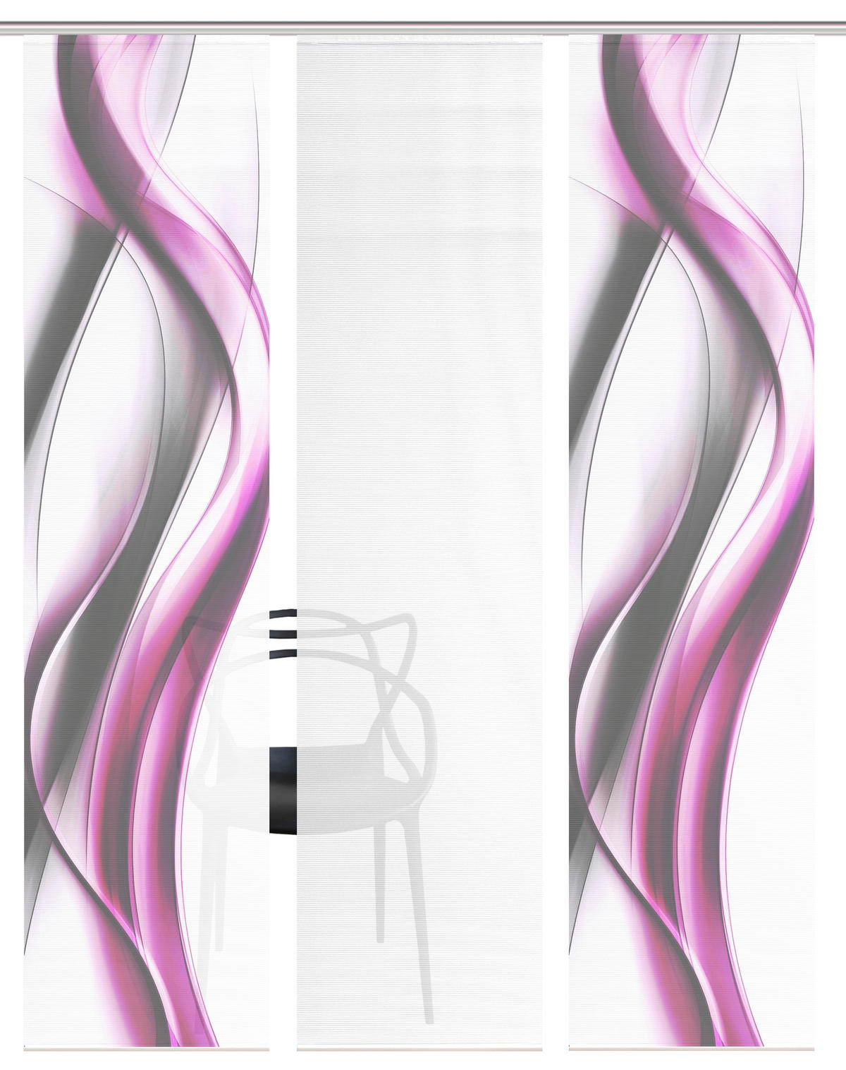 FLÄCHENVORHANG  3 Stück  blickdicht  180/260 cm   - Pink/Weiß, Design, Textil (180/260cm)