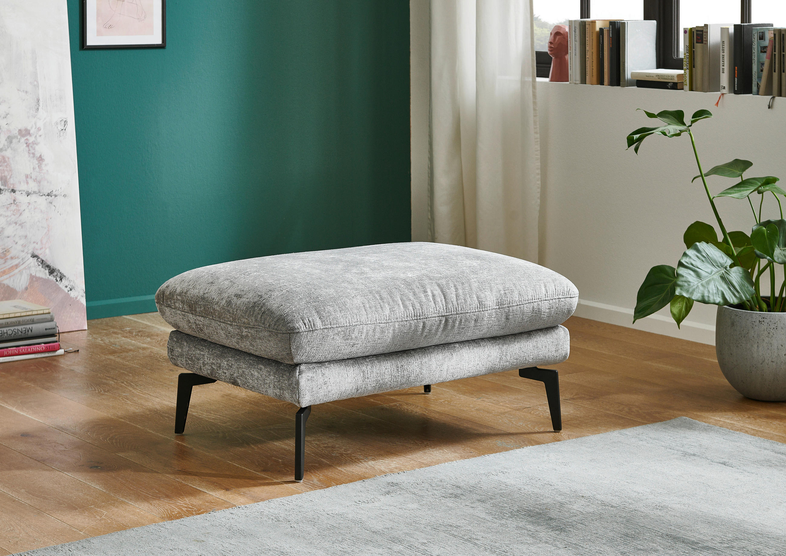 HOCKER in Textil Grau  - Schwarz/Grau, Design, Textil/Metall (94/45/68cm) - Beldomo System