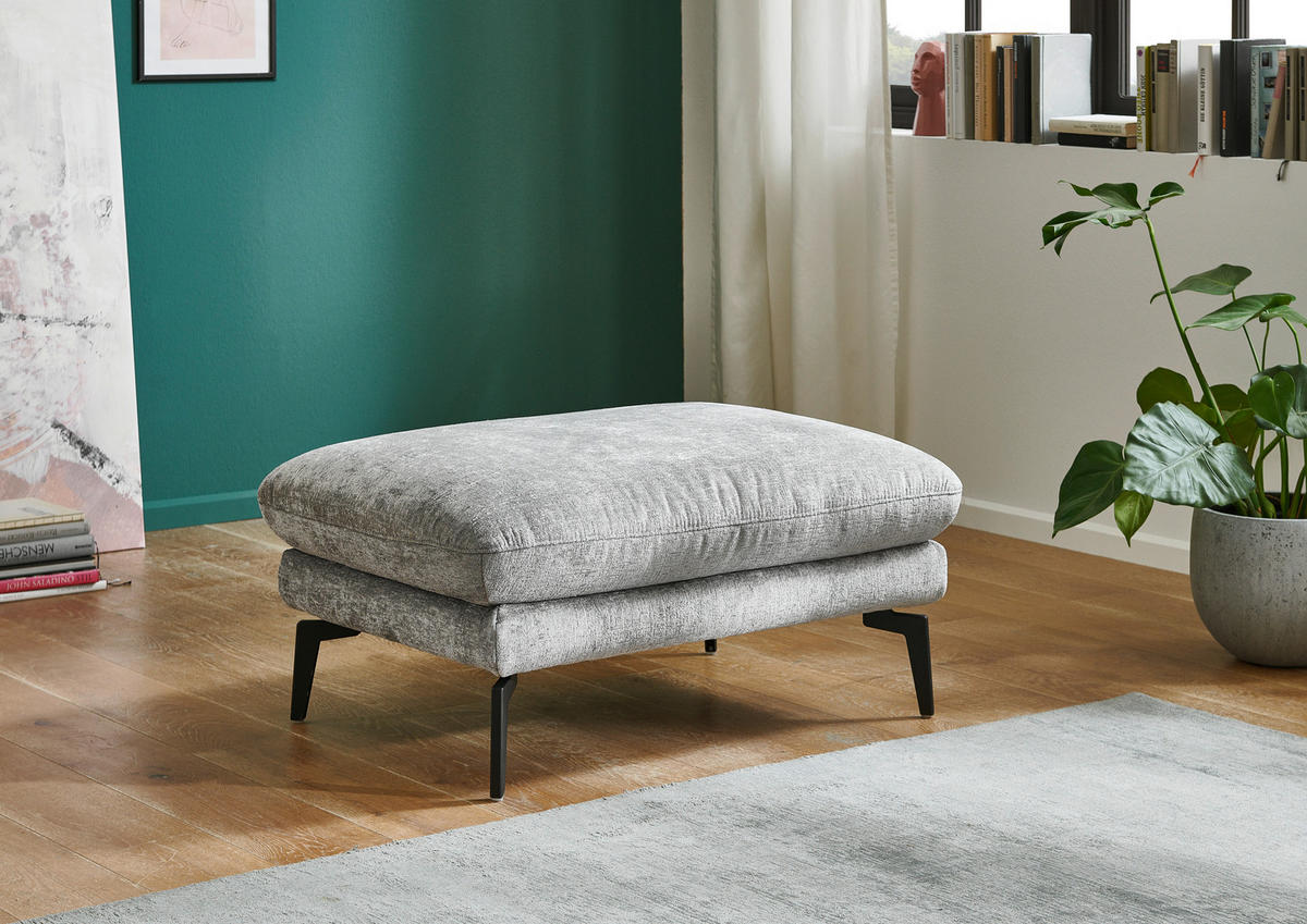 HOCKER in Textil Grau  - Schwarz/Grau, Design, Textil/Metall (94/45/68cm) - Beldomo System