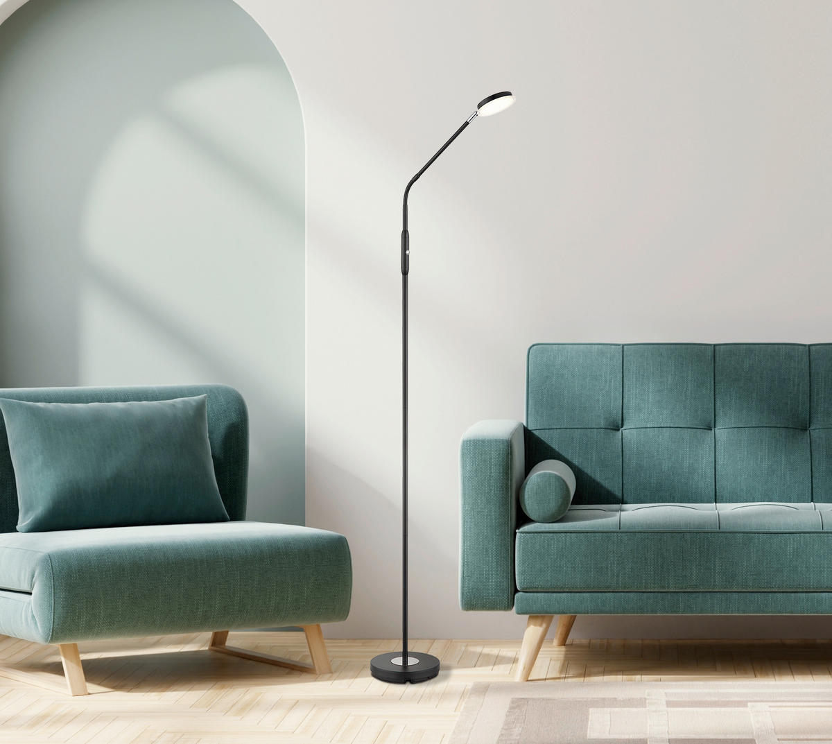 LED-STEHLEUCHTE 52/20/173 cm    - Klar/Schwarz, Design, Kunststoff/Metall (52/20/173cm) - Globo