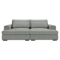 BIGSOFA Cord Hellgrau  - Hellgrau/Schwarz, Design, Textil (218/80/158cm) - Lomoco