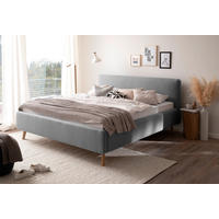 POLSTERBETT 180/200 cm  in Hellgrau  - Eichefarben/Hellgrau, Design, Holz/Textil (180/200cm) - Livetastic
