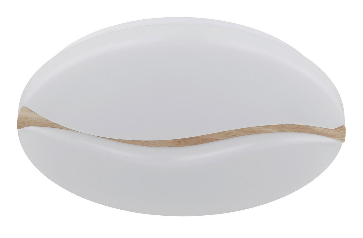 LED-DECKENLEUCHTE LETICIA 33/7 cm   - Braun/Weiß, Basics, Holz/Kunststoff (33/7cm) - Globo