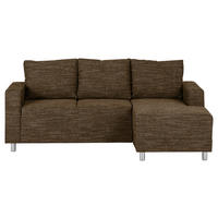 ECKSOFA Braun Struktur  - Chromfarben/Braun, Design, Textil/Metall (200/144cm) - MID.YOU