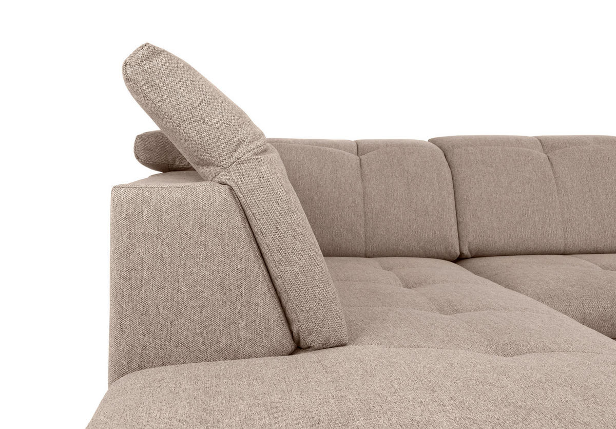 WOHNLANDSCHAFT Hellbraun  - Hellbraun/Grau, Design, Textil/Metall (215/328/173cm) - MID.YOU