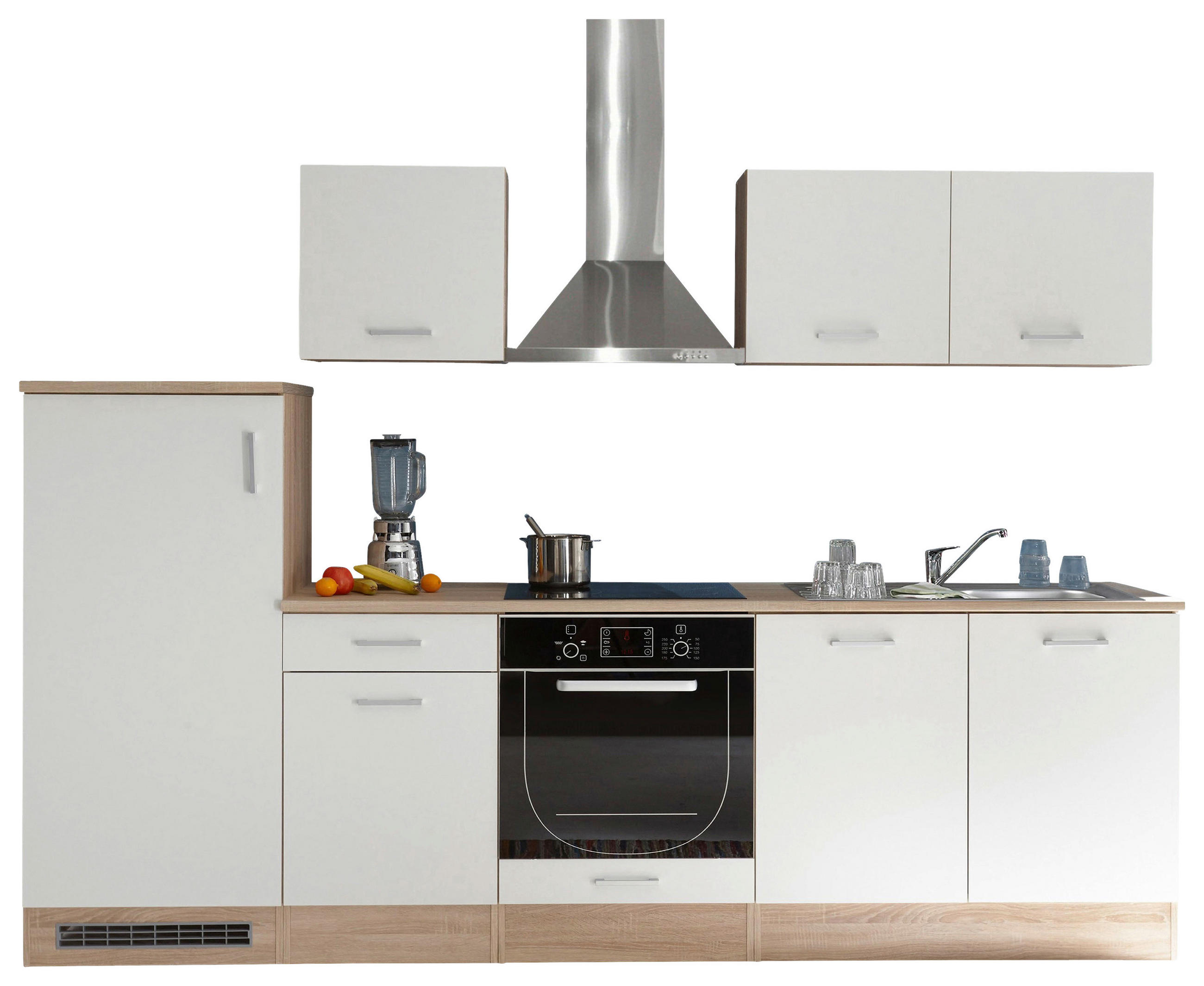 BUCĂTĂRIE FĂRĂ ELECTROCASNICE - stejar Sonoma/argintiu, Modern, plastic/material pe bază de lemn (270cm) - Xora