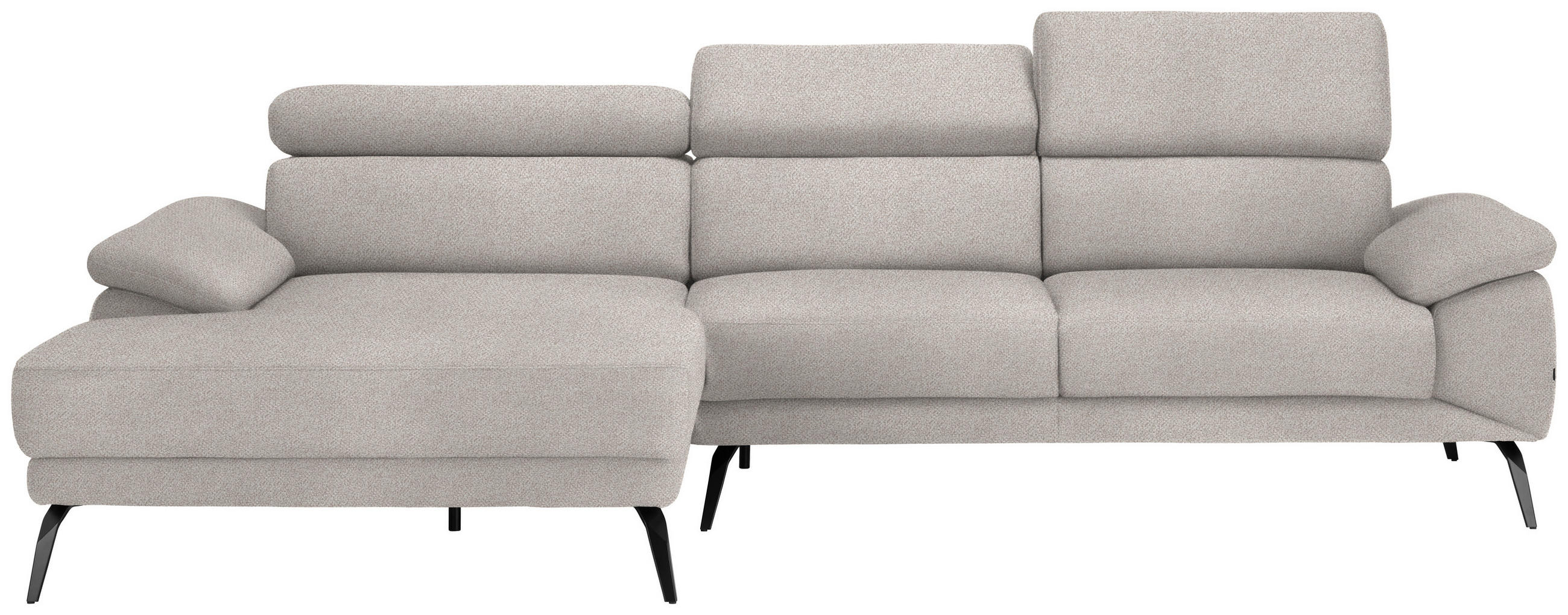 ECKSOFA Sandfarben Velours  - Sandfarben/Schwarz, Design, Textil/Metall (187/295cm) - Novel