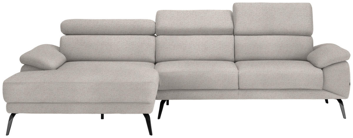 ECKSOFA in Velours Sandfarben  - Sandfarben/Schwarz, Design, Textil/Metall (187/295cm) - Novel