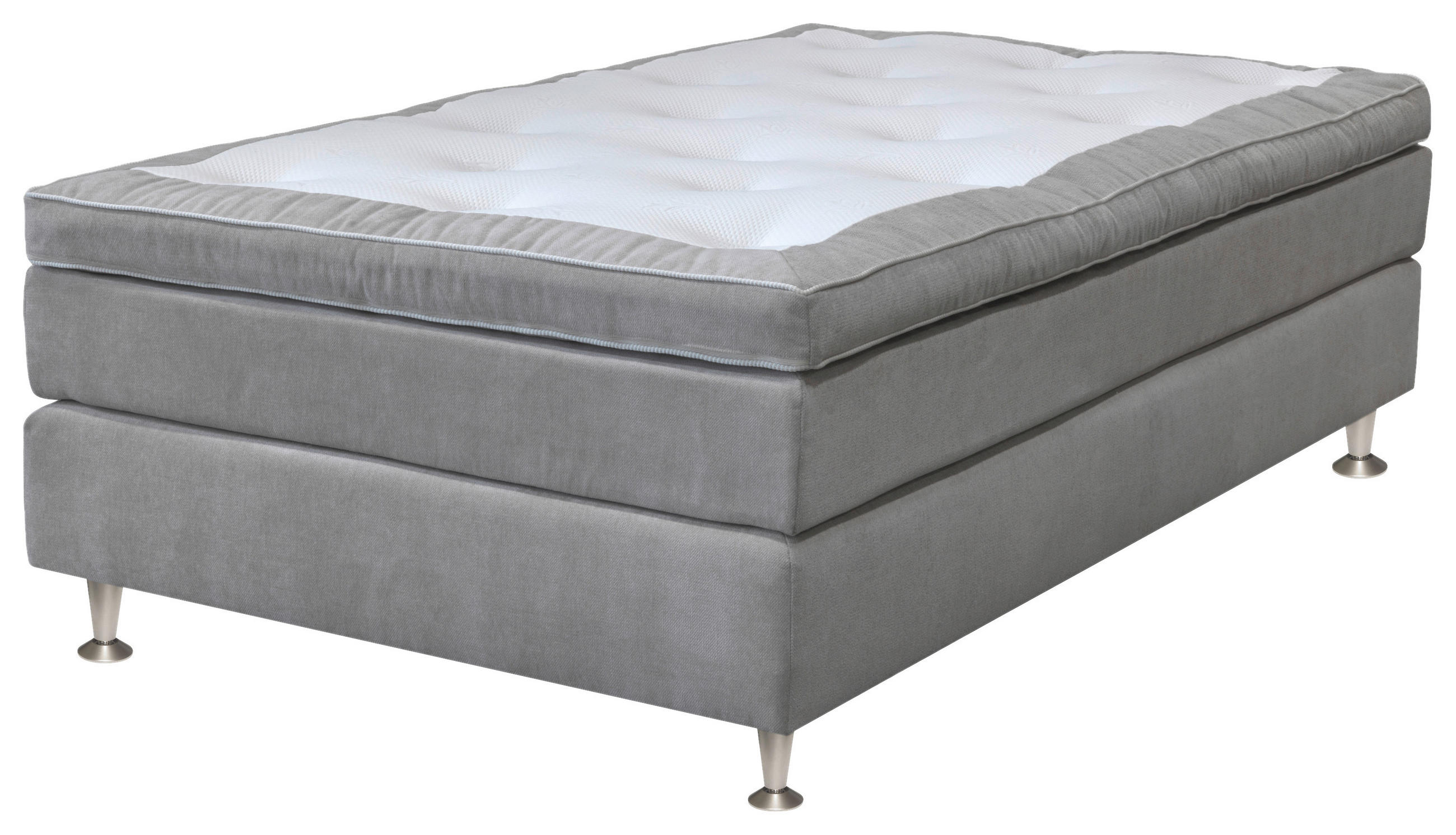 KONTINENTALSÄNG 120/200 cm  i greige  - greige/aluminiumfärgad, Klassisk, metall/trä (120/200cm)