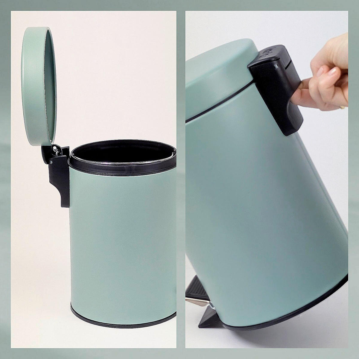 KOSMETIKEIMER 3 l  Metall  - Schwarz/Grün, KONVENTIONELL, Kunststoff/Metall (17/26cm) - Kela