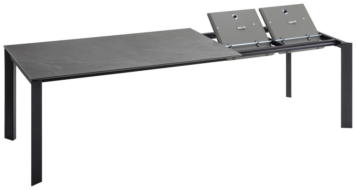 ESSTISCH in Metall, Keramik 160-250/90/75 cm  - Dunkelgrau/Schwarz, Design, Keramik/Metall (160-250/90/75cm) - Novel