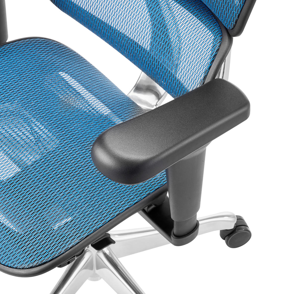 DREHSTUHL Netzbespannung Blau  - Blau/Silberfarben, MODERN, Kunststoff/Textil (65/132/60cm) - MID.YOU