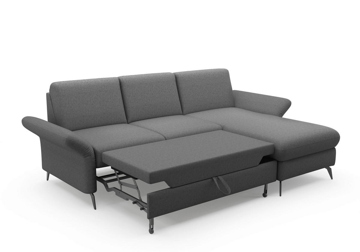 ECKSOFA ROCHELLE E Dunkelgrau Flachgewebe  - Dunkelgrau/Schwarz, KONVENTIONELL, Textil/Metall (251/164cm) - Sit & More