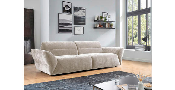 BIGSOFA Chenille Creme - Creme/Schwarz, KONVENTIONELL, Kunststoff/Textil (300/91/116cm) - Cantus