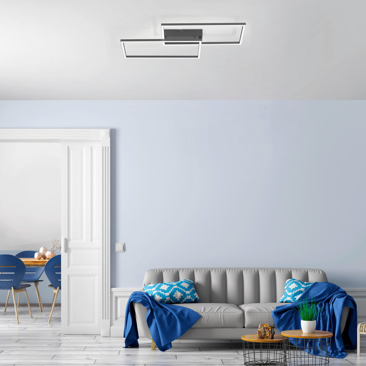 LED-DECKENLEUCHTE Iven 60,5/32,5/6,5 cm   - Schwarz, Design, Kunststoff/Metall (60,5/32,5/6,5cm)