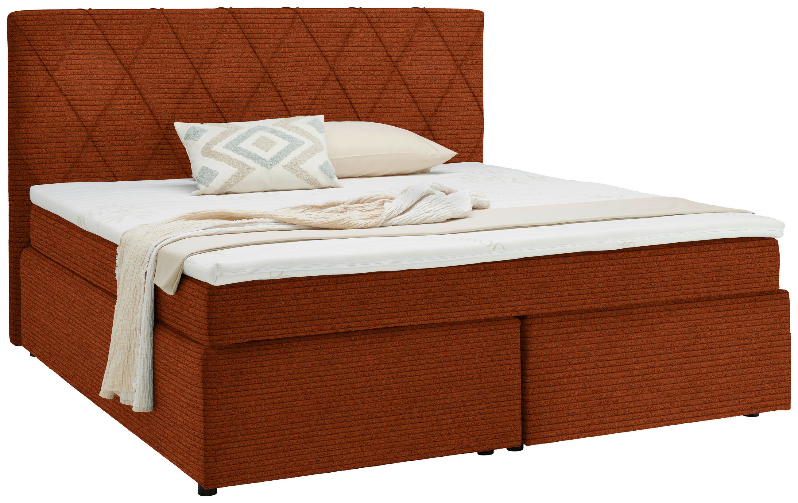 BOXSPRINGBETT 180/200 cm  in Rostfarben  - Rostfarben/Schwarz, Design, Kunststoff/Textil (180/200cm) - Xora