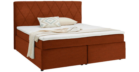 BOXSPRINGBETT 180/200 cm  in Rostfarben  - Rostfarben/Schwarz, Design, Kunststoff/Textil (180/200cm) - Xora