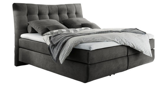 BOXSPRINGBETT 180/200 cm  in Anthrazit  - Anthrazit/Schwarz, Design, Kunststoff/Textil (180/200cm) - Esposa