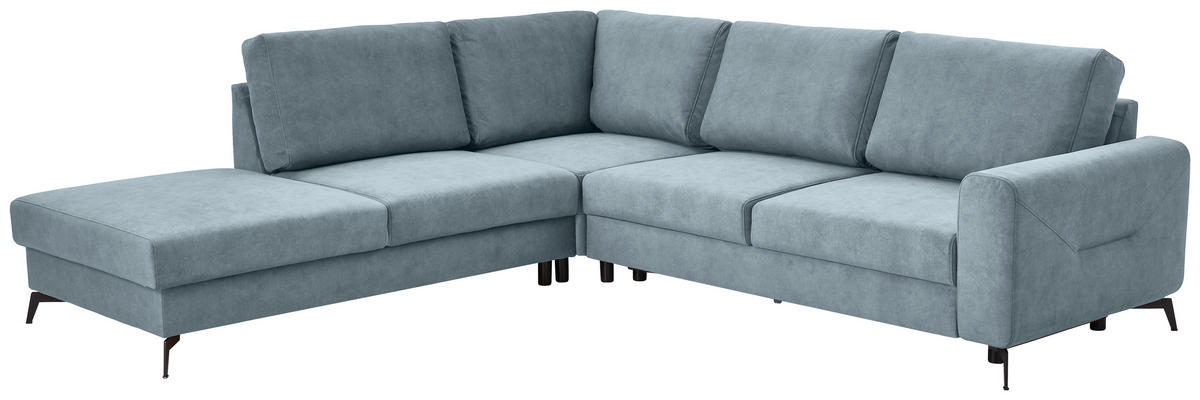 ECKSOFA Hellblau Chenille  - Schwarz/Hellblau, KONVENTIONELL, Textil/Metall (257/275cm) - Carryhome