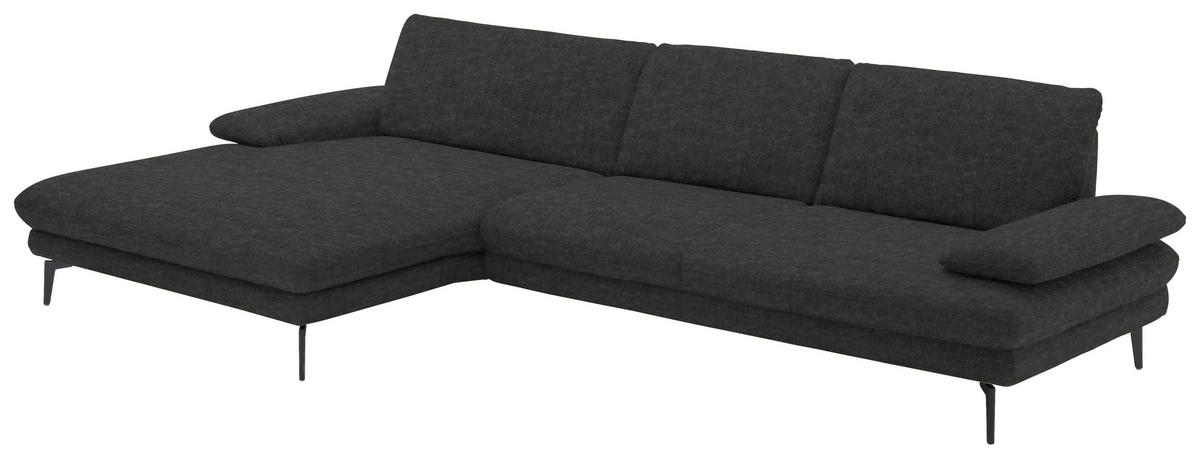 ECKSOFA in Velours Anthrazit  - Anthrazit/Schwarz, Design, Textil/Metall (180/310cm) - Dieter Knoll