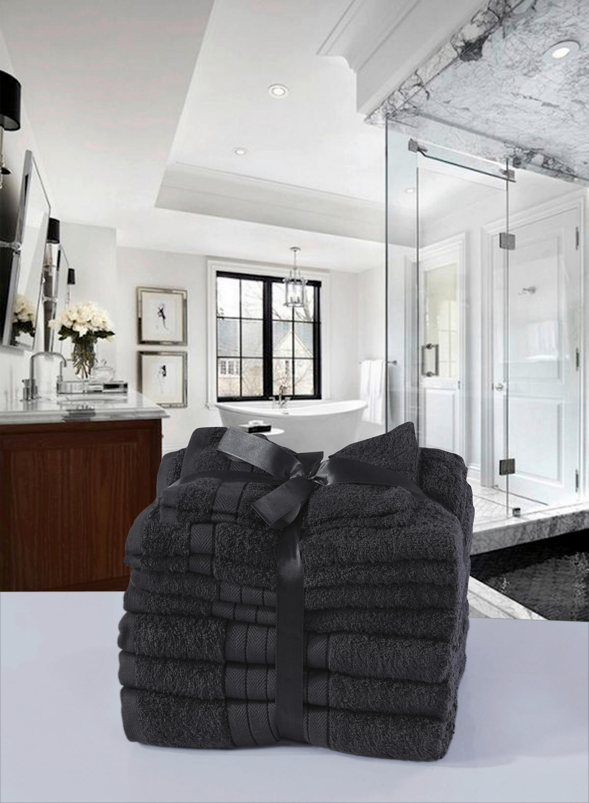 FROTTIERSET Anthrazit 8-teilig  - Anthrazit, Basics, Textil