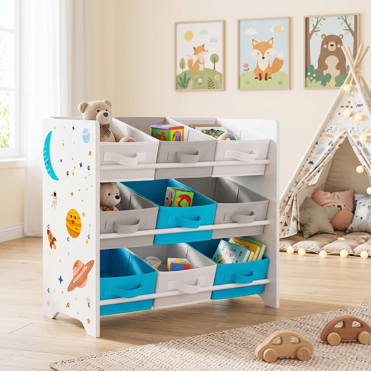 KINDERREGAL Weiß  - Weiß, Basics, Holzwerkstoff/Textil (62,5/60/29,5cm)