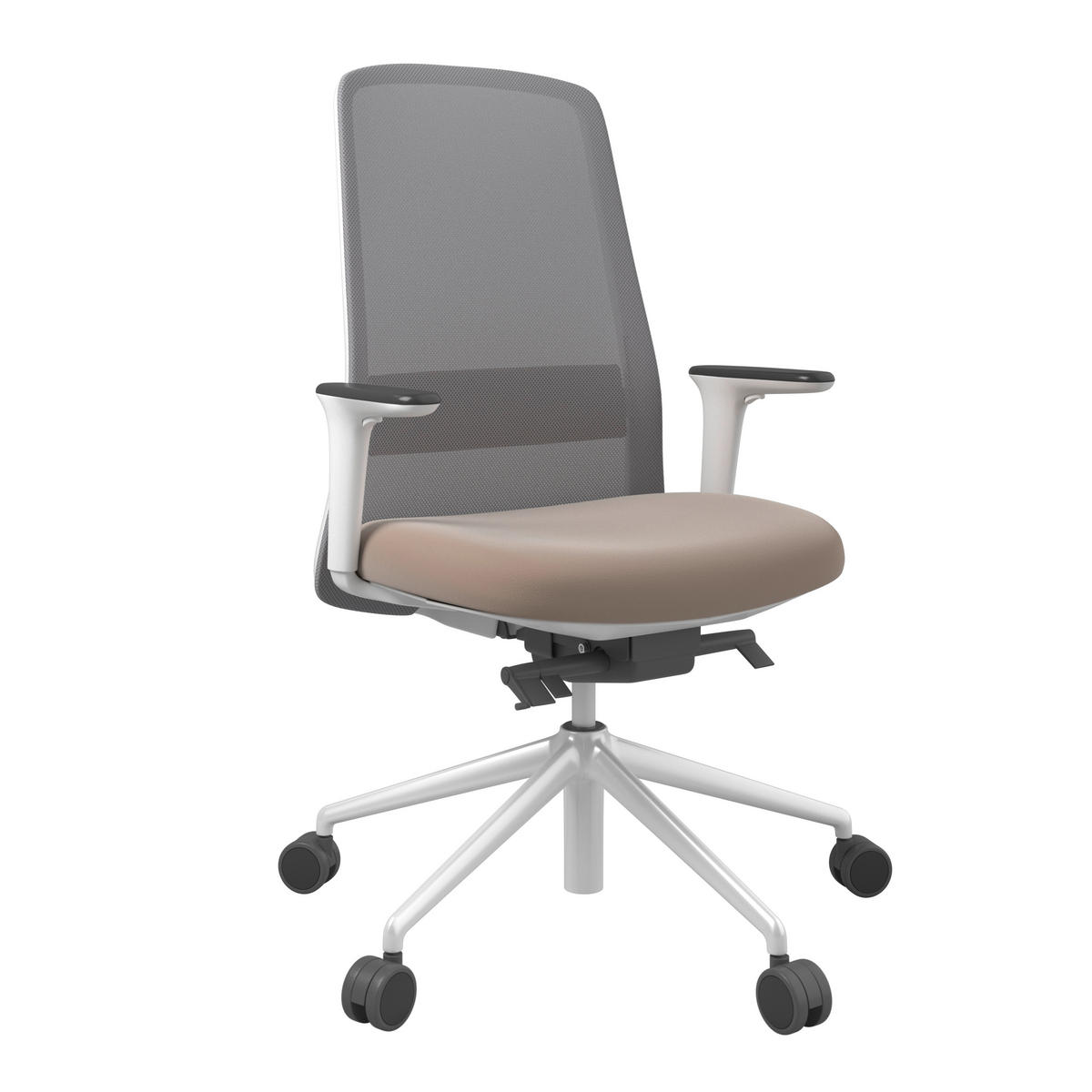 DREHSTUHL Lederlook Grau, Weiß, Cappuccino  - Weiß/Grau, MODERN, Kunststoff/Textil (70/103-115/70cm)