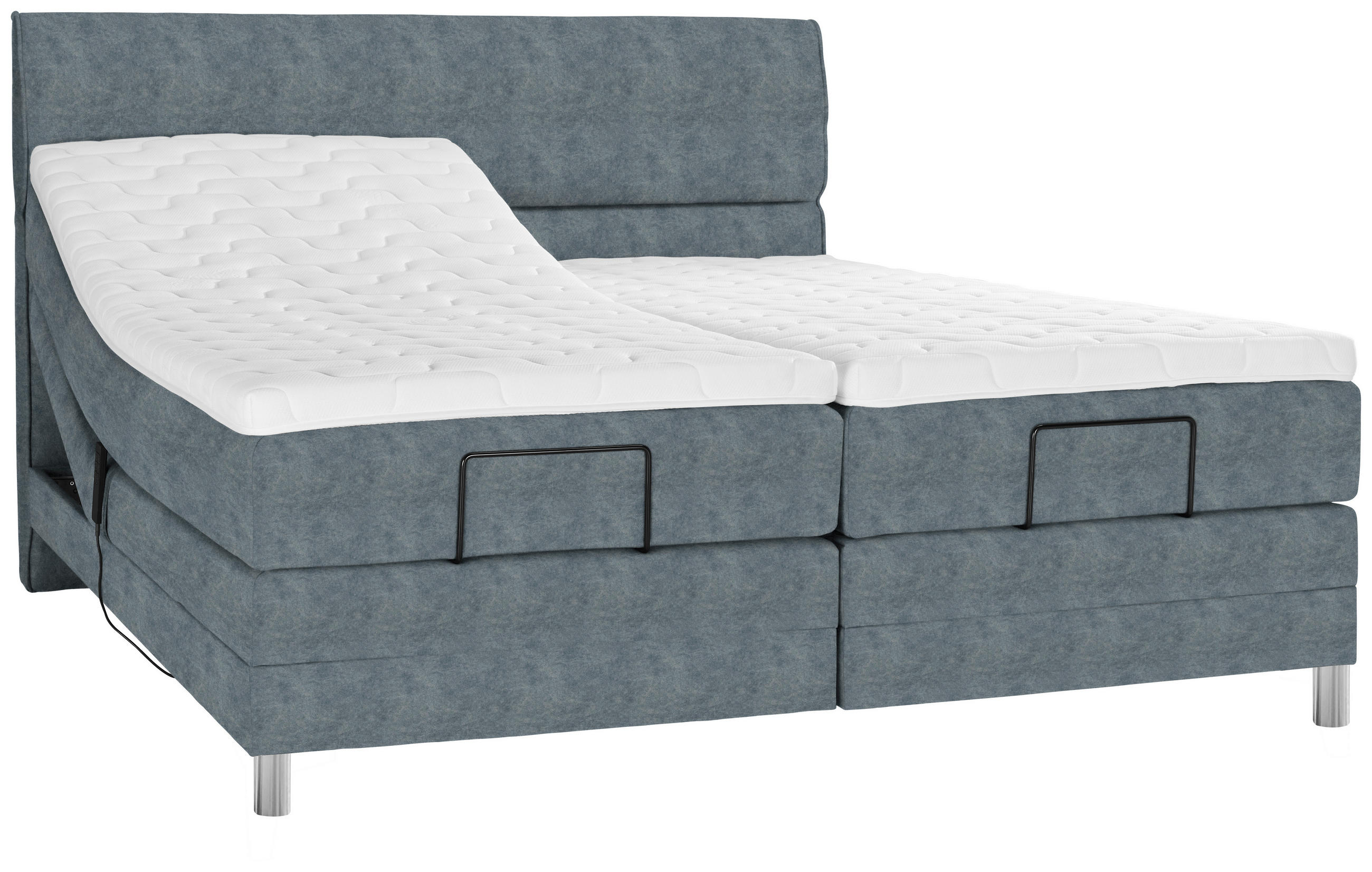 BOXSPRINGBETT 180/200 cm  in Dunkelgrau  - Chromfarben/Dunkelgrau, Konventionell, Kunststoff/Textil (180/200cm) - Voleo