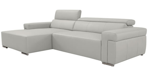 ECKSOFA DUA in Echtleder Beige  170/293 cm  - Chromfarben/Beige, Design, Leder/Metall (170/293cm) - Novel