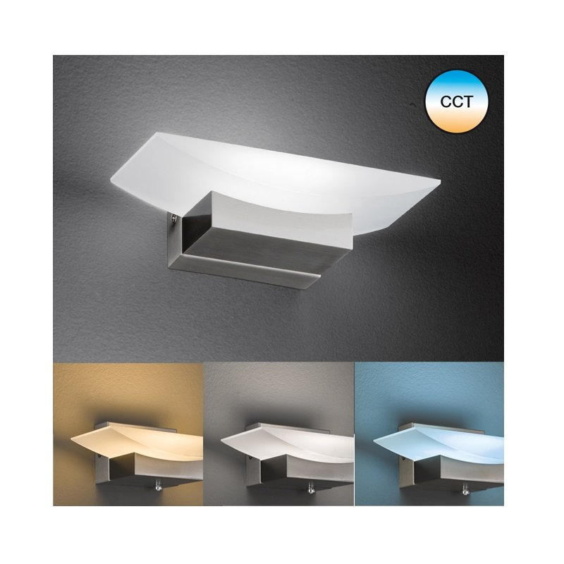 LED-WANDLEUCHTE - Weiss/Nickelfarben, Design, Glas/Metall (20/7/11cm) - Fischer & Honsel