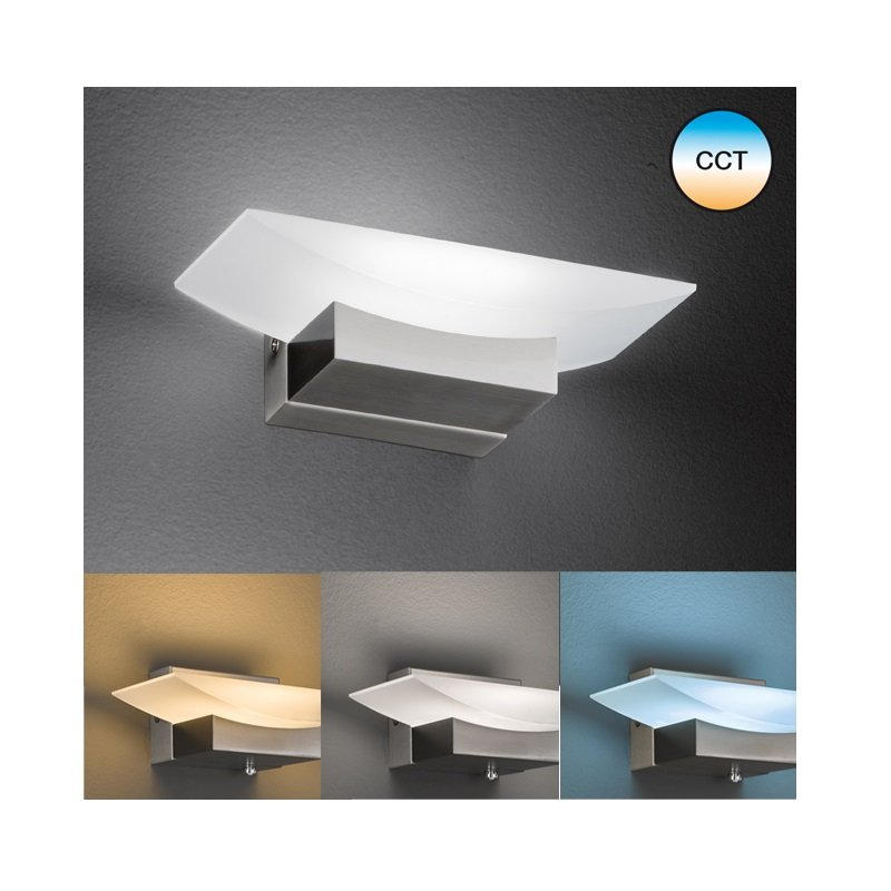 LED-WANDLEUCHTE   - Weiß/Nickelfarben, Design, Glas/Metall (20/7/11cm) - Fischer & Honsel