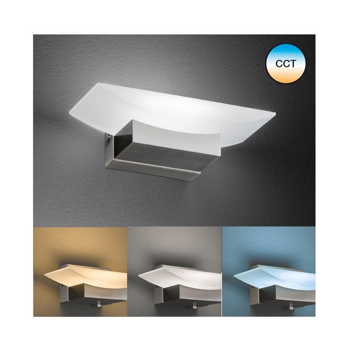 LED-WANDLEUCHTE Bowl   - Weiß/Nickelfarben, Design, Glas/Metall (20/7/11cm) - Fischer & Honsel
