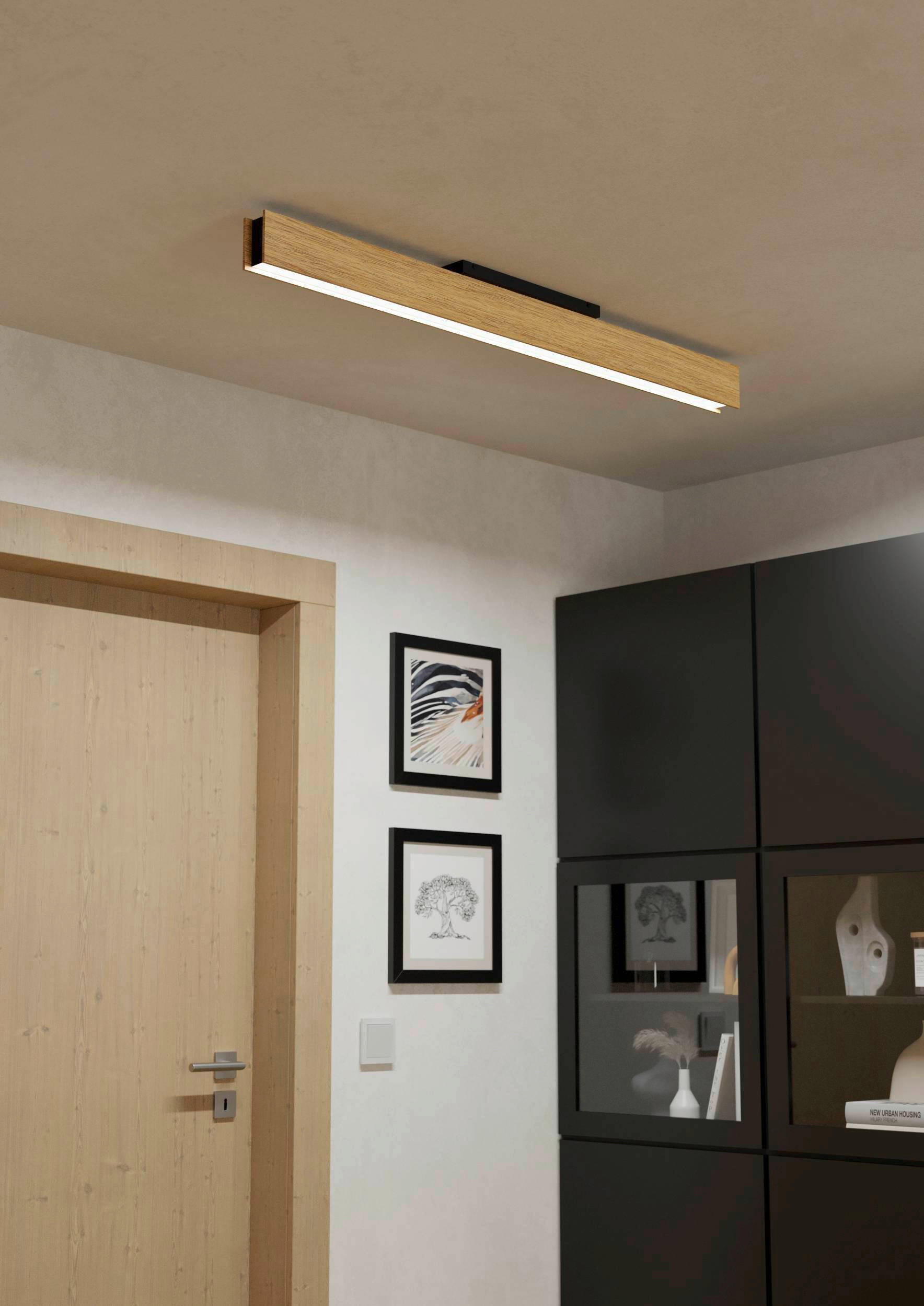 DECKENLEUCHTE Anchorena-Z  Smart 123/8/11 cm   - Schwarz/Braun, Natur, Holz/Kunststoff (123/8/11cm)