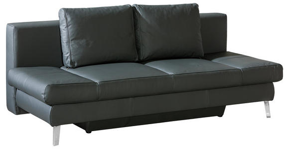 SCHLAFSOFA  in Echtleder Anthrazit  - Chromfarben/Anthrazit, KONVENTIONELL, Leder/Metall (200/85/90cm) - Novel