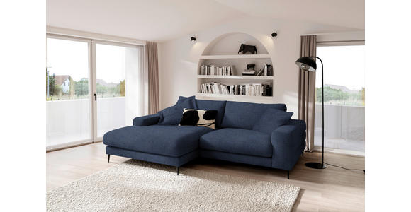 ECKSOFA  in Flachgewebe Dunkelblau  177/253 cm  - Schwarz/Dunkelblau, Design, Textil/Metall (177/253cm) - Dieter Knoll