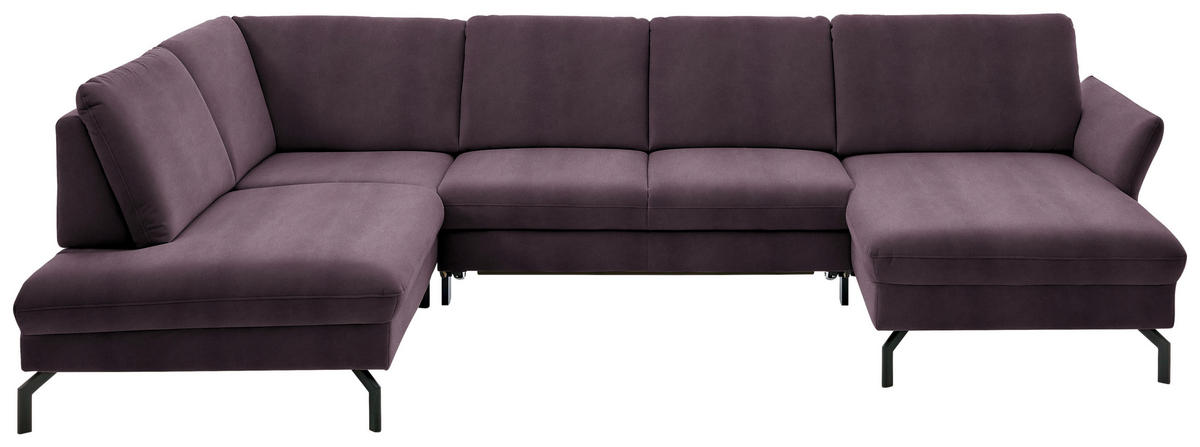 WOHNLANDSCHAFT in Velours Lila, Flieder  - Lila/Flieder, Design, Textil/Metall (220/335/179cm) - Beldomo System