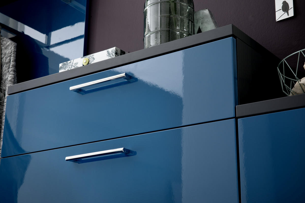 GARDEROBE 5-teilig  in 222/201/35 cm  - Anthrazit/Petrol, Design, Glas/Holzwerkstoff (222/201/35cm) - Moderano